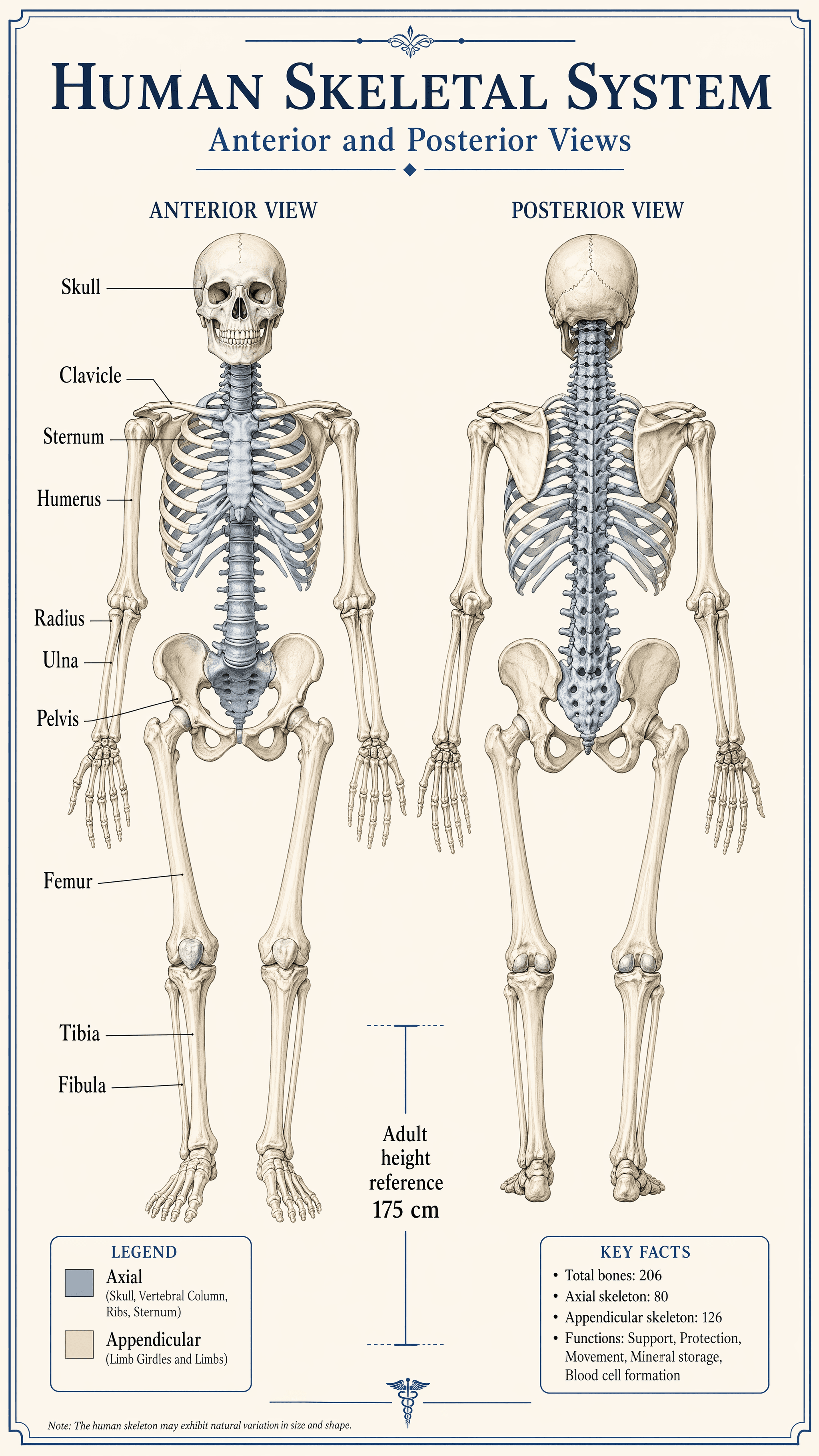 Human Anatomy Skeletal Poster